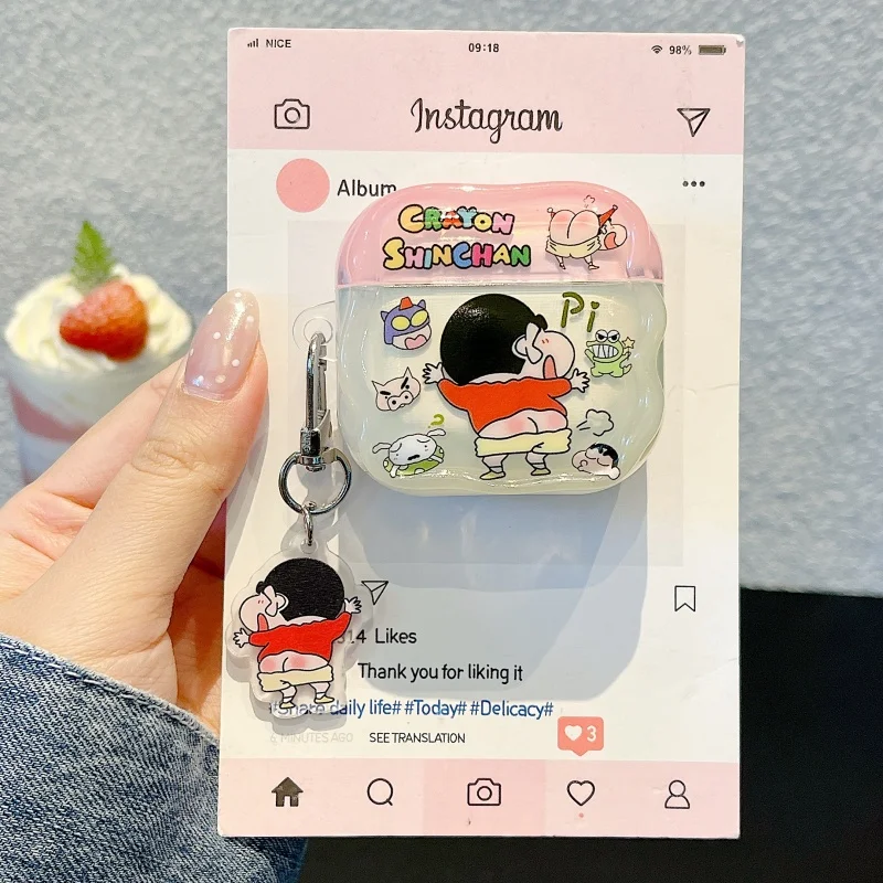 Niedliche Cartoon-Anime-Kopfhörerhülle mit Crayon Shin-chan-Motiv, Anhängerhüllen für AirPods 5 Pro 2 Pro3 1 2 3 4, Nohara Shinnosuke-Hülle