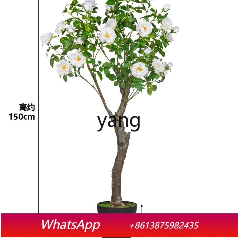 

CX high-end simulated green plants potted biomimetic plants rose light luxury landscaping ornament