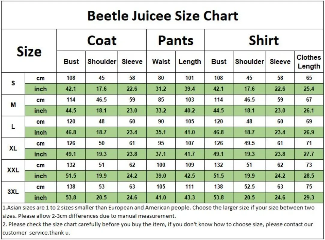 Anime Cosplay Beetle Juicee Men Black and White Striped Suit Scary Halloween Costumes Wig Tie Shirt for Cosplay Party 0010