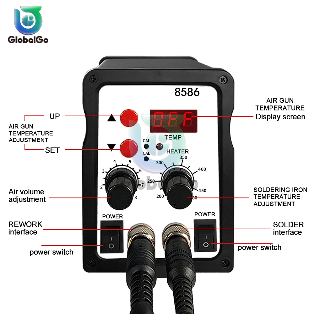 8586 Soldering Station Digital Display Hot Air Gun Soldering And Rework Station For Cell-Phone Welding Desoldering Repair Tools