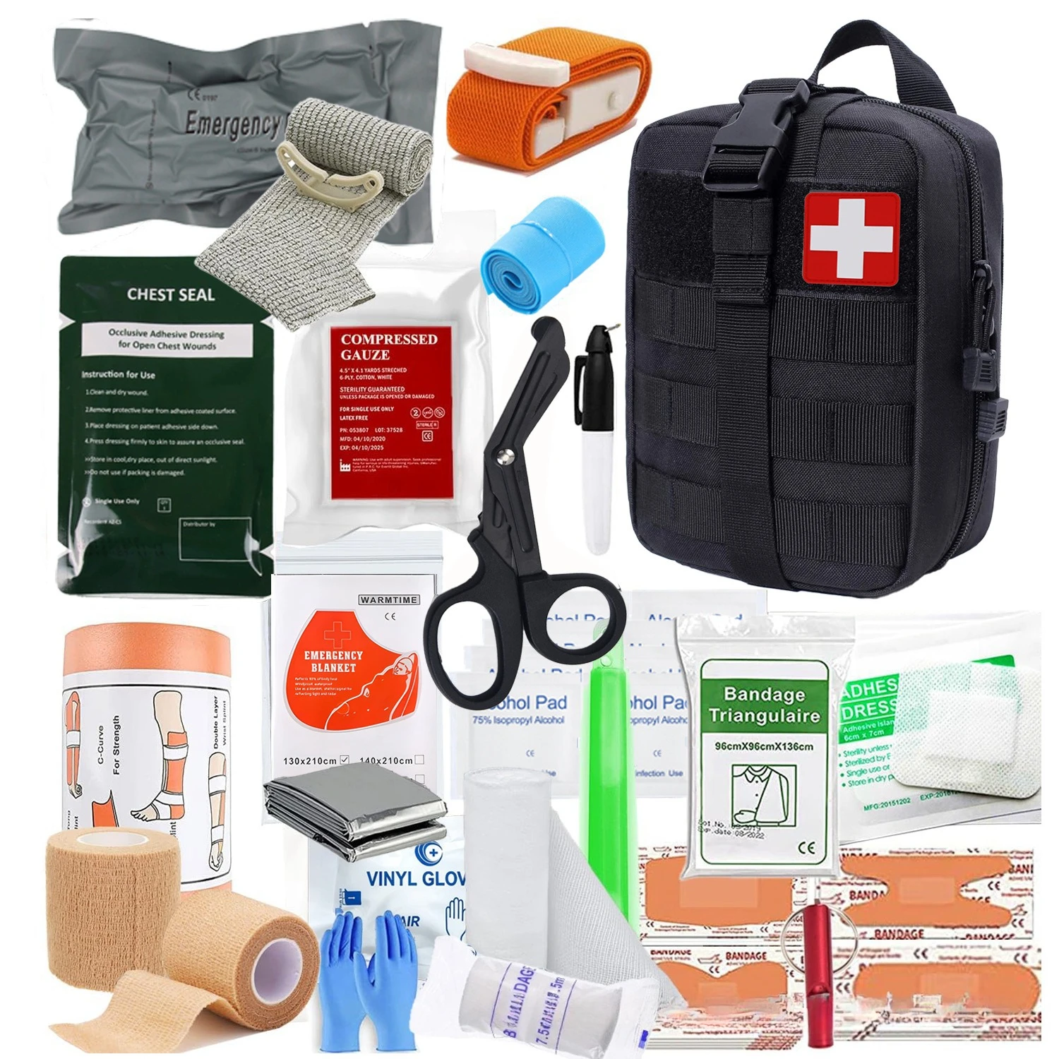 Tctical IFAK First Aid Kit with Tourniquet EMT Molle Medical Kit Survival Pouch Emergency Backpack Camping Gear Supplies
