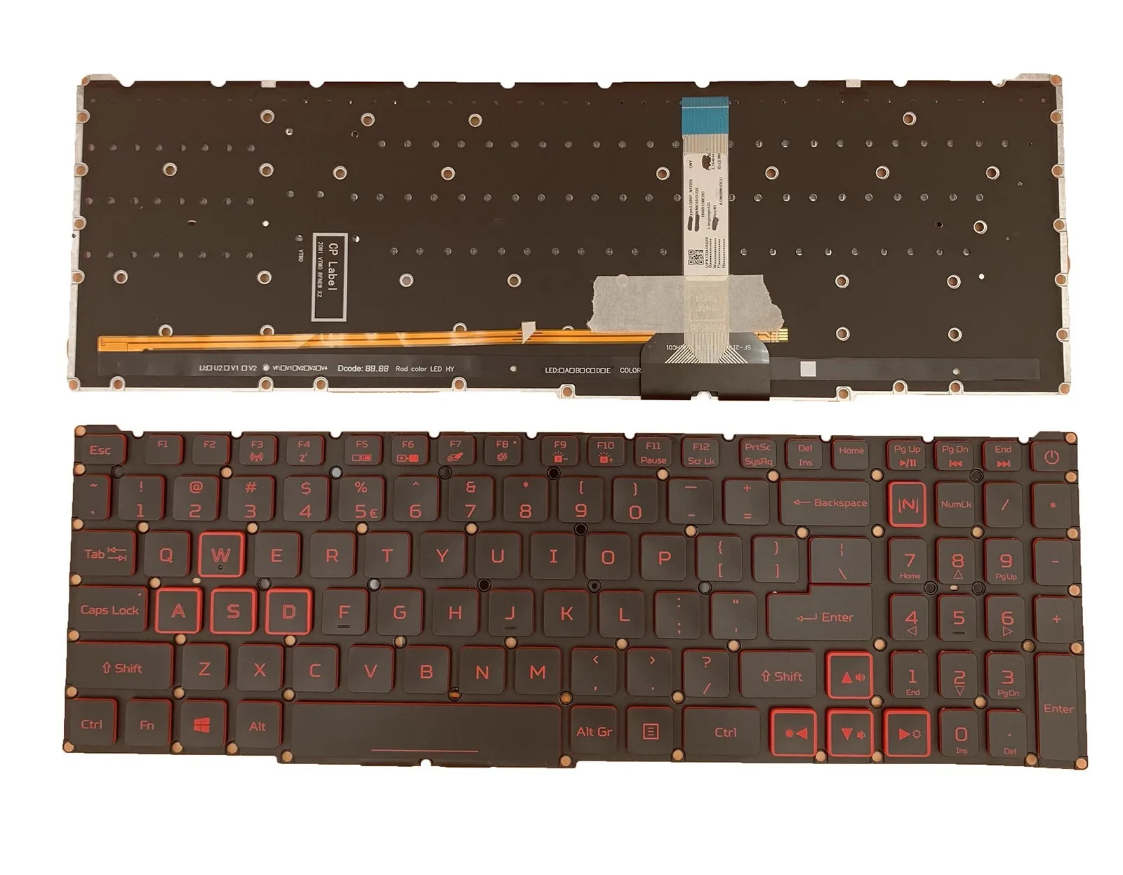 US RGB Colorful backlight backlit Keyboard For Acer Nitro 5 AN515-56 AN515-57