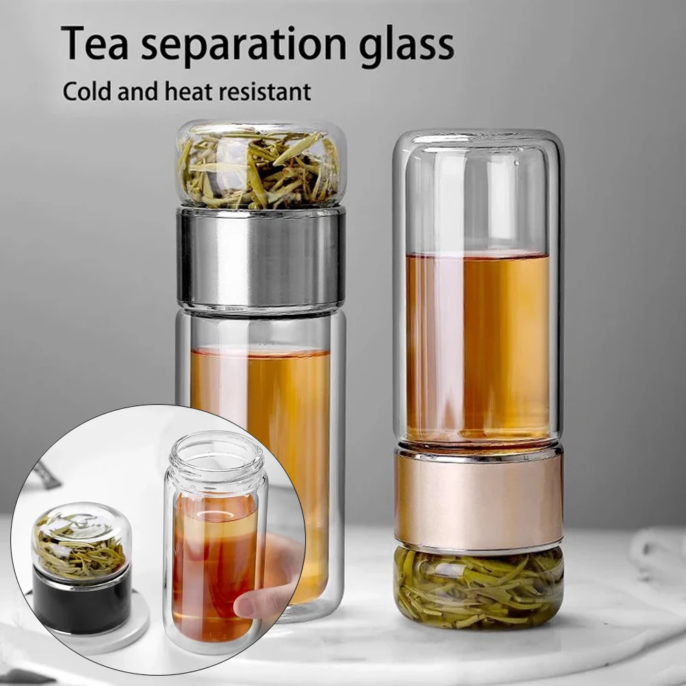 Tea Water Bottle High Borosilicate Glass Double Layer Tea Water Cup Infuser Tumbler Drinkware Water Bottle With Tea Filter