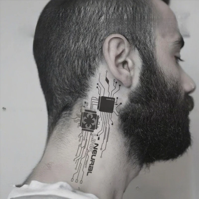 

Herbal Circuit Board Temporary Tattoos for Man Woman Neck Cyberpunk Fake Tattoo Waterproof Fake Tattoo Lasting Punk Sticker