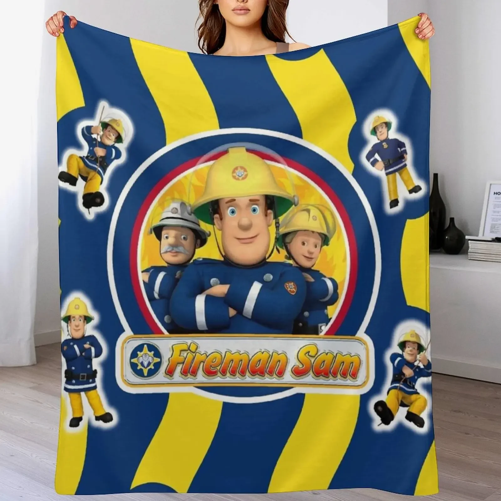 Fireman Sam Abstract Throw Blanket Soft Home Decor Blanket for Couch Bedroom