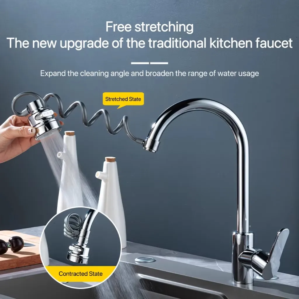 3 Modes Faucet Extender Pull-out Stretching Water-saving Faucet Splash-Proof Universal Bathroom and Kitchen Faucet Accessories