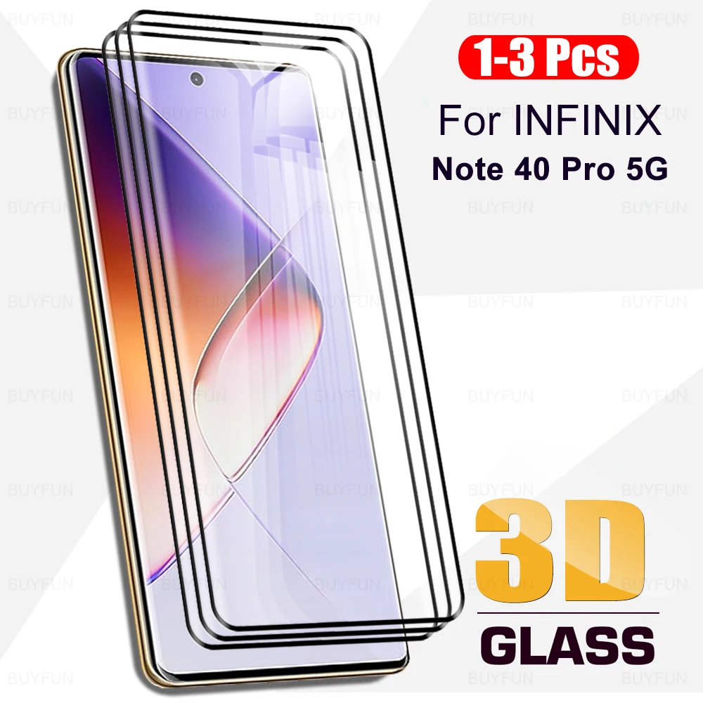 1-3Pcs Curved Tempered Glass Protective Film For Infinix Note 40 Pro 5G 40Pro 40Pro+ Note40pro Plus Note40pro+ Screen Protector