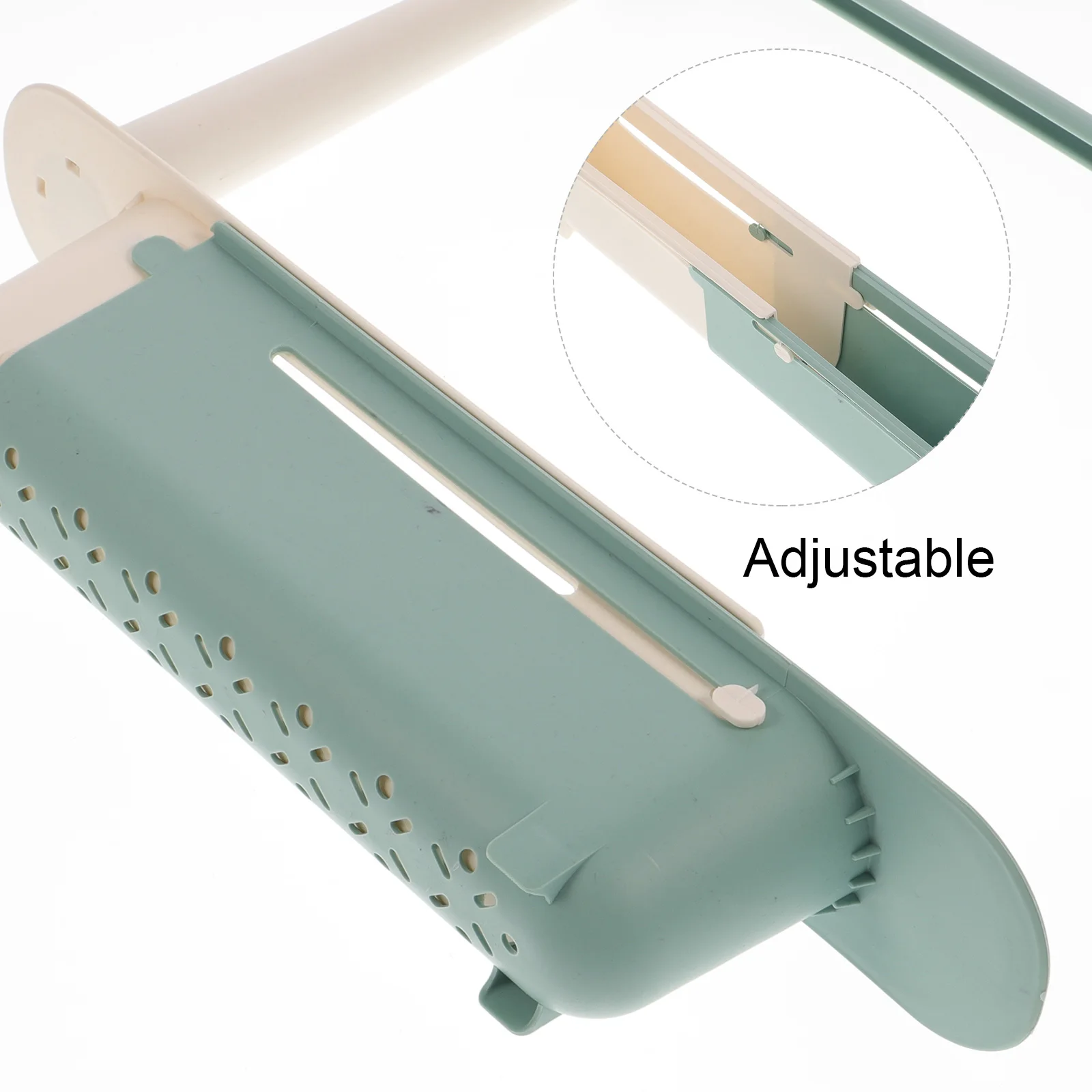 

Telescopic Drain Rack Sink Basket Organizer Plastic Adjustable Length Large Capacity Storage No Punching Easy