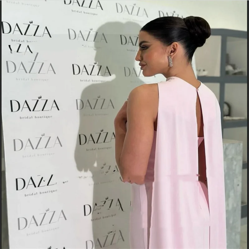 Trägerlose, elegante rosa Ballkleider, maßgeschneiderte Kristalle, langes Etuikleid, Abendpartykleid mit Tüchern, Robe Des Soiree, individuell gestaltet