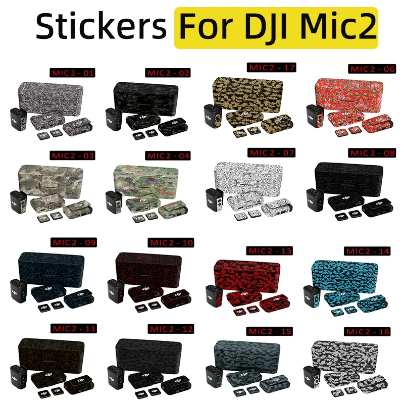 For DJI Mic2 Full Set Sticker Wireless Microphone Decals Waterproof Anti-Scratch Protective Film Coat Mic 2 All-round Coverage