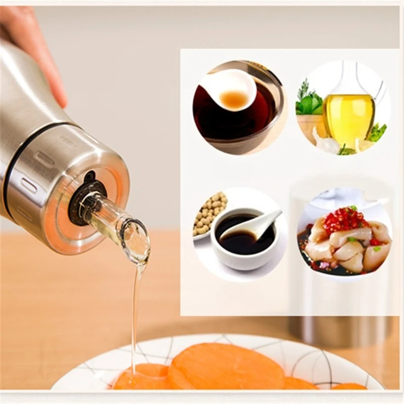 304 Stainless Steel Oil Dispenser Bottle Leakproof Dustproof Kitchen Precision Pouring Container for Easy Use Kitchen Oil Bottle
