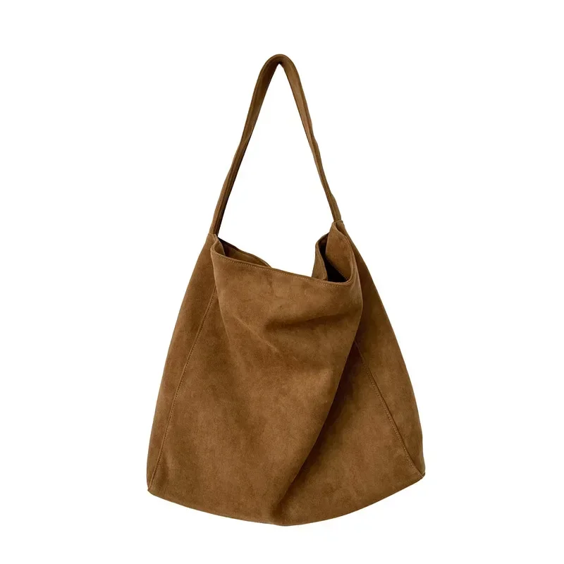 Large Capacity Faux Suede Shoulder Bags Simple Solid Versatile Commuting Bags for Women 2024 Casual Fashion High Quality Tote