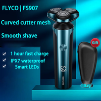 FLYCO FS907 FS905 Men's Shaver Electric Shaving IPX7 Full Body Wash Smart Rechargeable 1 Hour Fast Charge 90 Days Battery Life