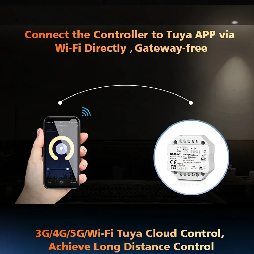 NOWY Tuya Zigbee RF AC Ściemniacz LED Kontroler Push Switch Control PK1/S1-B(WT)/S1-B(WZ)/R11/RT6/TW1 Smart Life Alexa Google