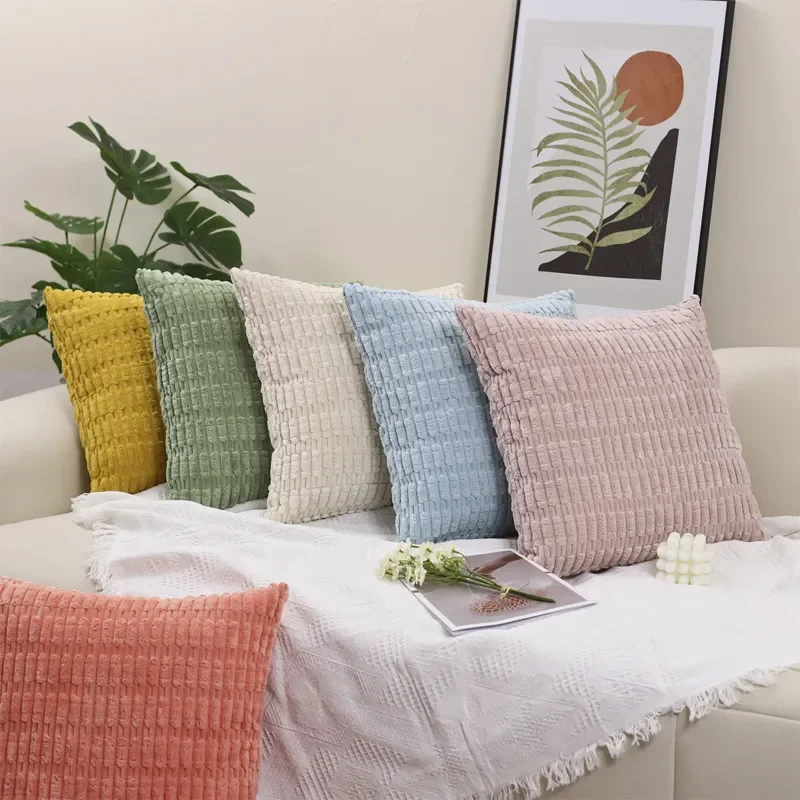 Cross-border Amazon Nordic ins simple style, corduroy pillow cover, modern fashion corn bar solid color explosion