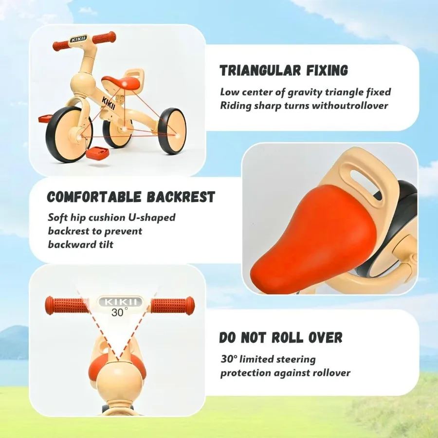 Triciclo per bambini 4 in 1 per 2-4 anni, bici da equilibrio convertibile con pedali, assemblaggio senza attrezzi, triciclo per bambini, ri interno/esterno