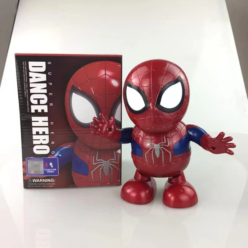 19cm Wunder Iron Man Tanz Action Anime Figuren singen Sound führte Spiderman Rächer Ironman Super Geschenke Spielzeug Helden Roboter