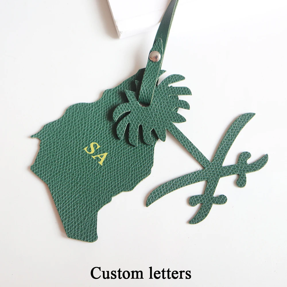 Custom Letters Palm Tree Pandant Popular Saudi Map Ornaments Bag Charms Personalized Name Hanging Decorations Handbag Tag