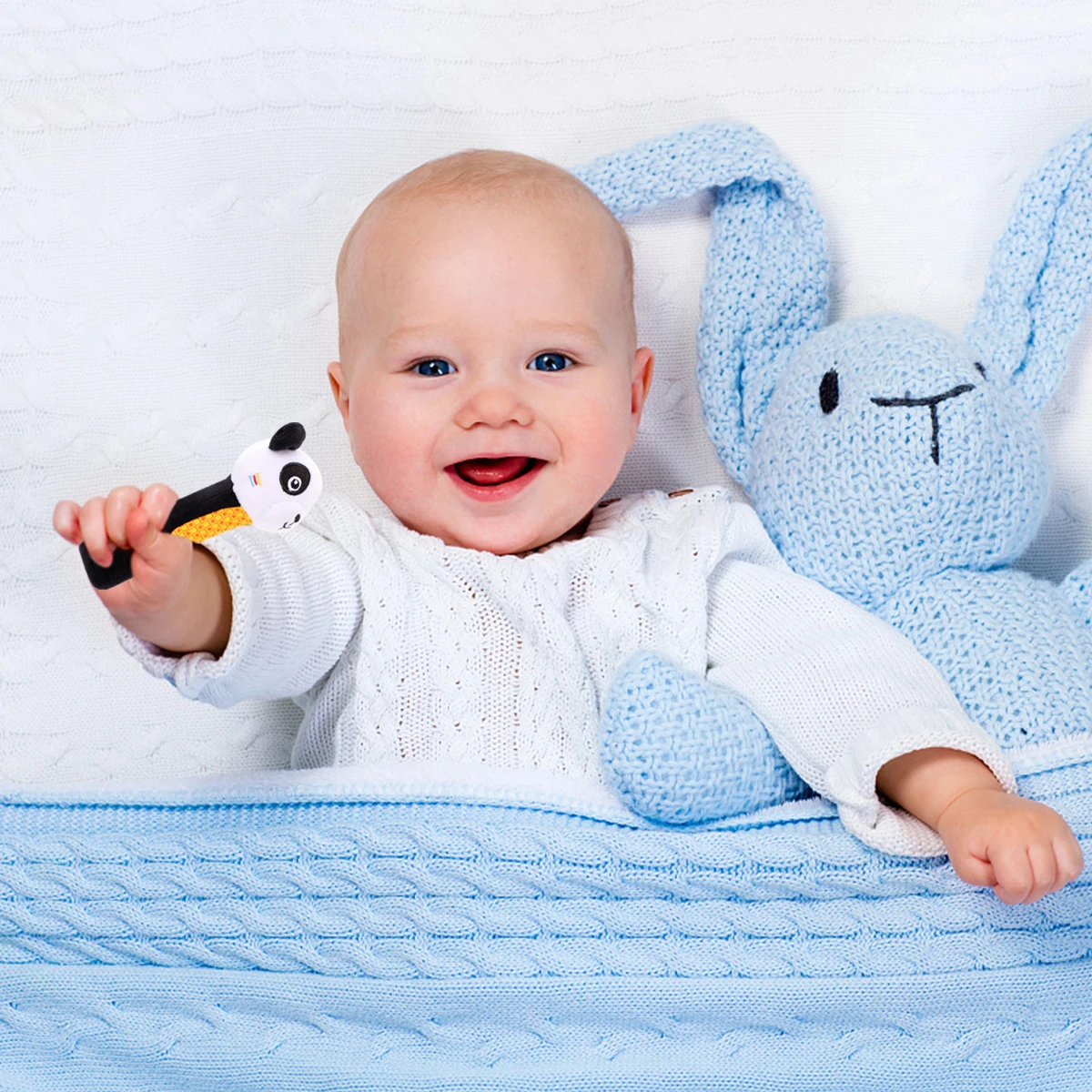 

1Pcs Baby Handheld Rattle Blue Elephant Cartoon Animal Infant Development Sensory Stimulation Educational Early Playing