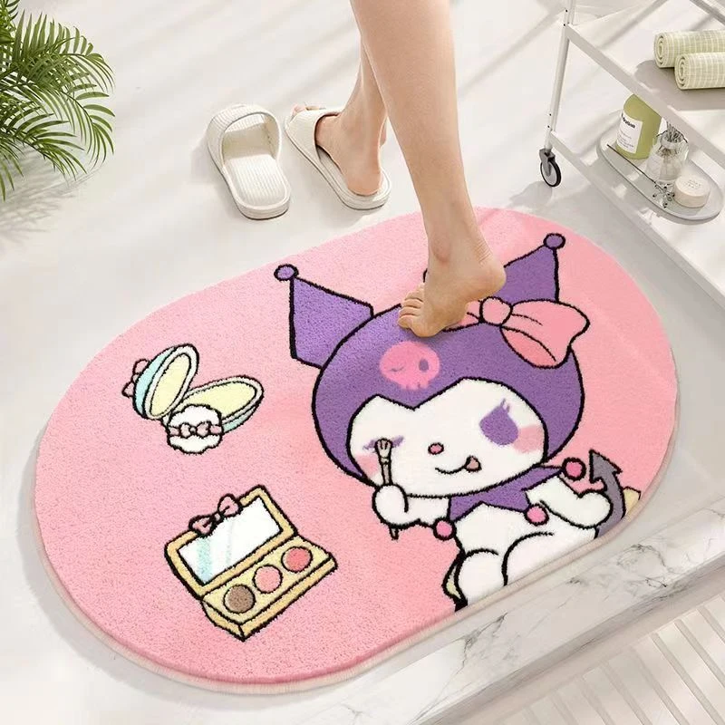 Sanrio Kuromi Pompom Purin Cushion Anime Non-slip Kawaii Cartoon Cashmere Carpet Bathroom Mat Pachacco Cinnamoroll Christmas