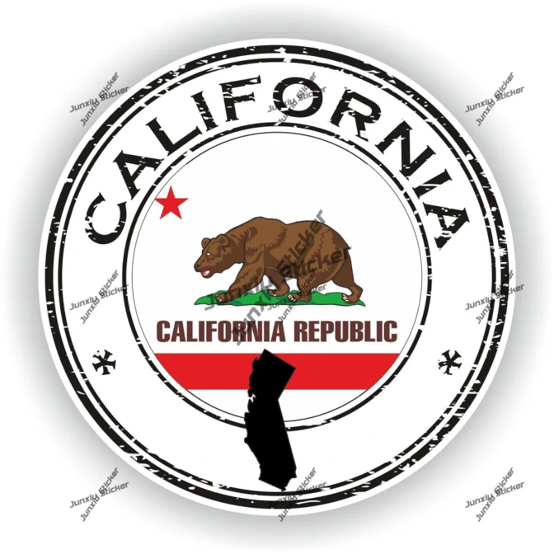

California Decal Coat of Arms of America California American National Flag Seal Round Sticker Waterproof Anti Scratch Exterior