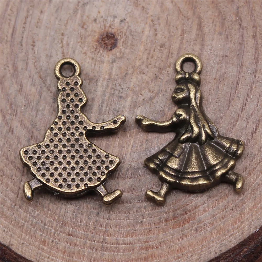 10pcs 13x18mm 2 Colors Antique Silver Color Antique Bronze Color Girl Charms Pendant Bulk Jewelry Accessories