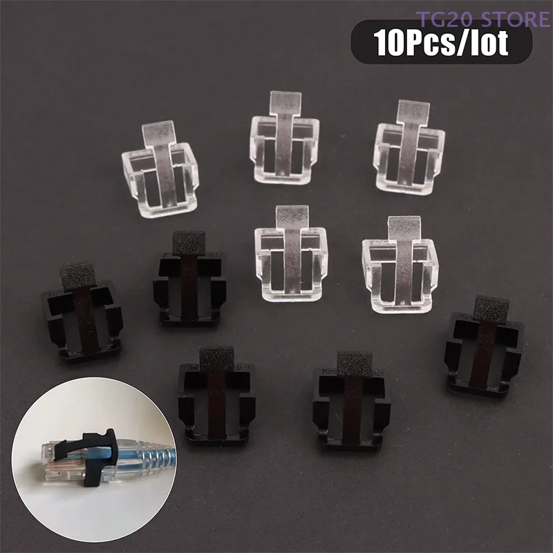 10Pcs Plastic Network Cable Crystal Head Buckle Replaceable Protective Cover Latch For RJ45 Cable Repaire Parts