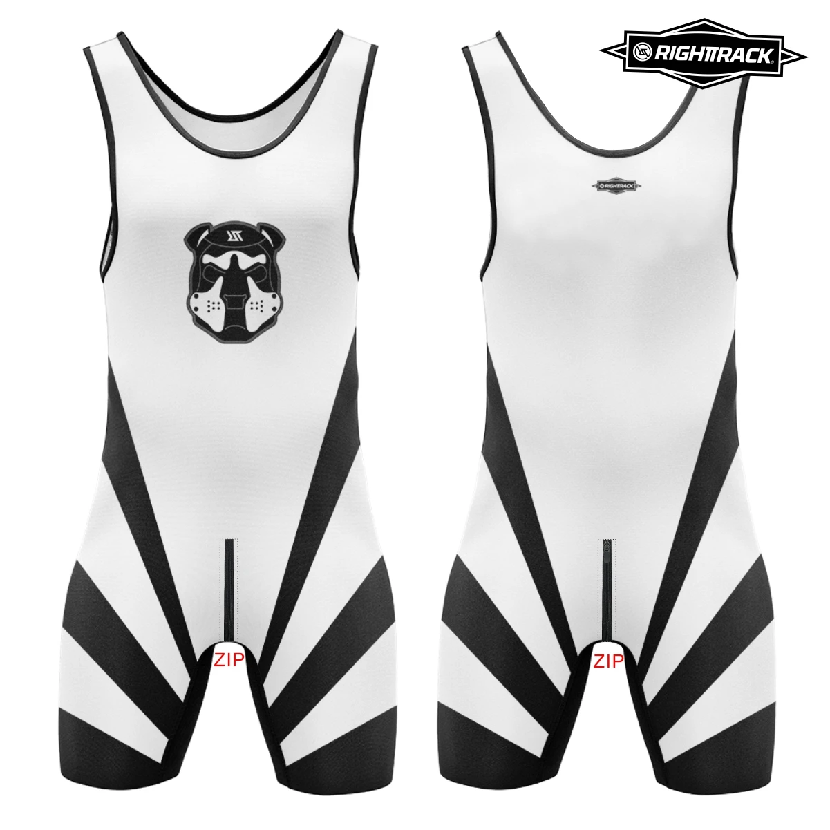 Mens Wrestling Singlets Front And Back Zipper SexyMan Bodysuits RT One-Piece Undershirts Powerlifting Dog Head Sleepwear