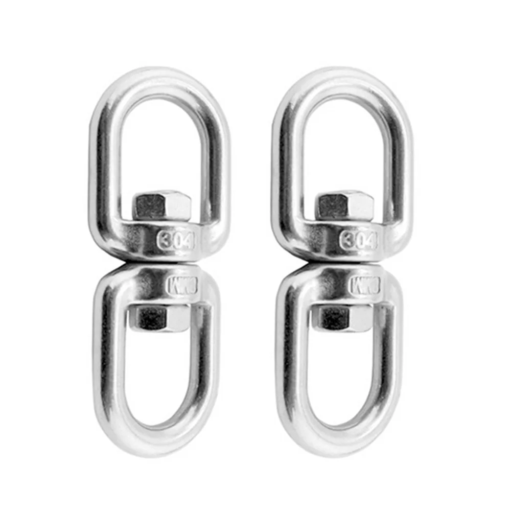 2Pc Double Ended Swivel Eye Hook 304 Stainless Steel Rotation Buckle Swivel Shackle Ring Outdoor Rock Climbing Hiking Carabiner