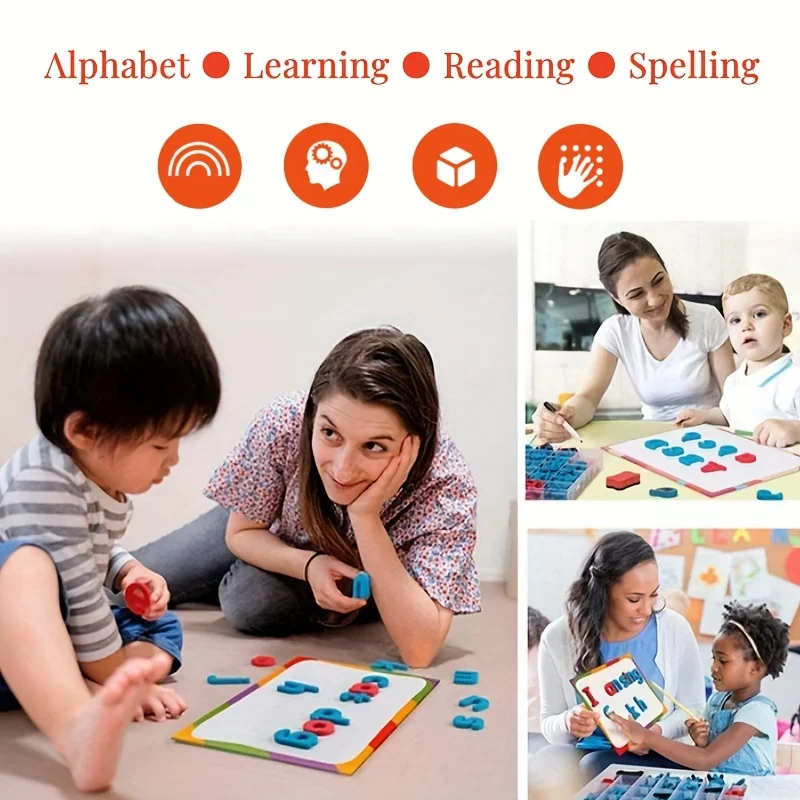 Rode en blauwe Engelse letter magnetische stickers nummer koelkast magnetische stickers alfabet spelling educatief kinderspeelgoed