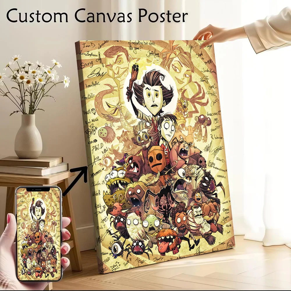 Don't Starve Together Character Group Canvas Poster Customizable Printed Canvas Painting Wall Art for Fans Decoration Aesthetic