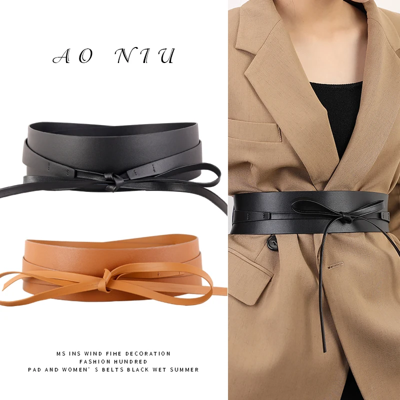 

6cm wide belt luxury women's genuine leather belt for dress without buckle