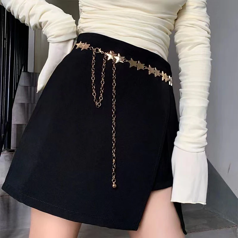 

Women's Waist Chain Alloy Five-pointed Star Chain Belt Fashion Trend Decoration with Shorts Skirt Designer Waist Chain