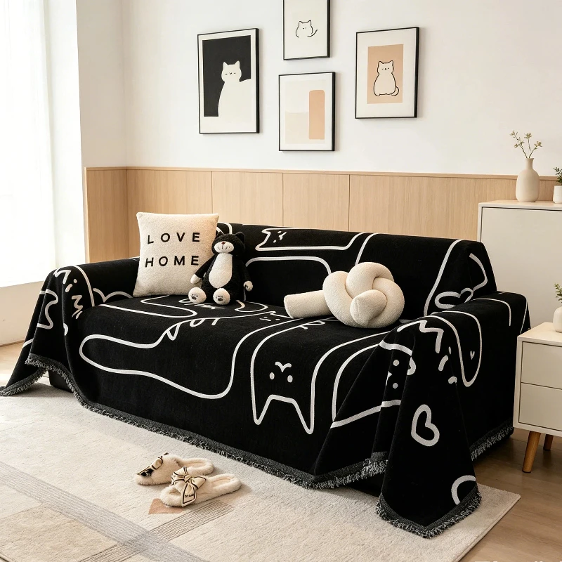 Autumn And Winter L-Shaped Sofa Towel Anti Slip Soft Sofa Cover Breathable Sofa Protective Cover Living Room Corner Sofa Home