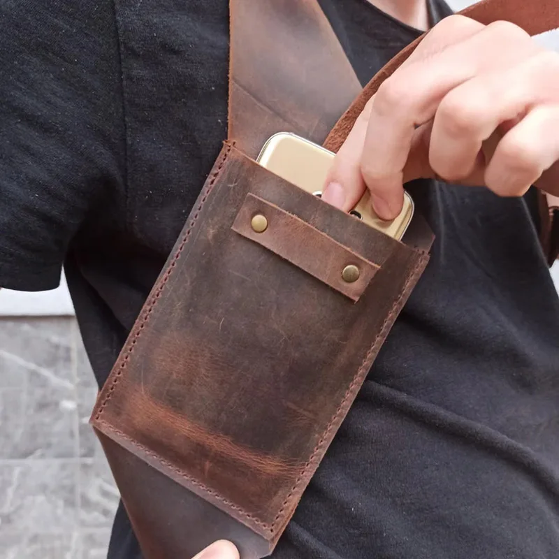 Chaleco Medieval Steampunk de doble bolsillo para hombre, bolso de hombro, arnés de pecho, cinturón Retro para teléfono, monedero de Anime, funda