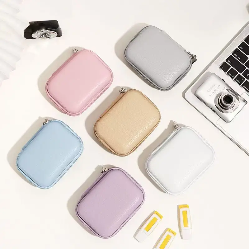 1pcs CCD storage bag small camera bag card machine digital protective case data line travel small items storage bag random color