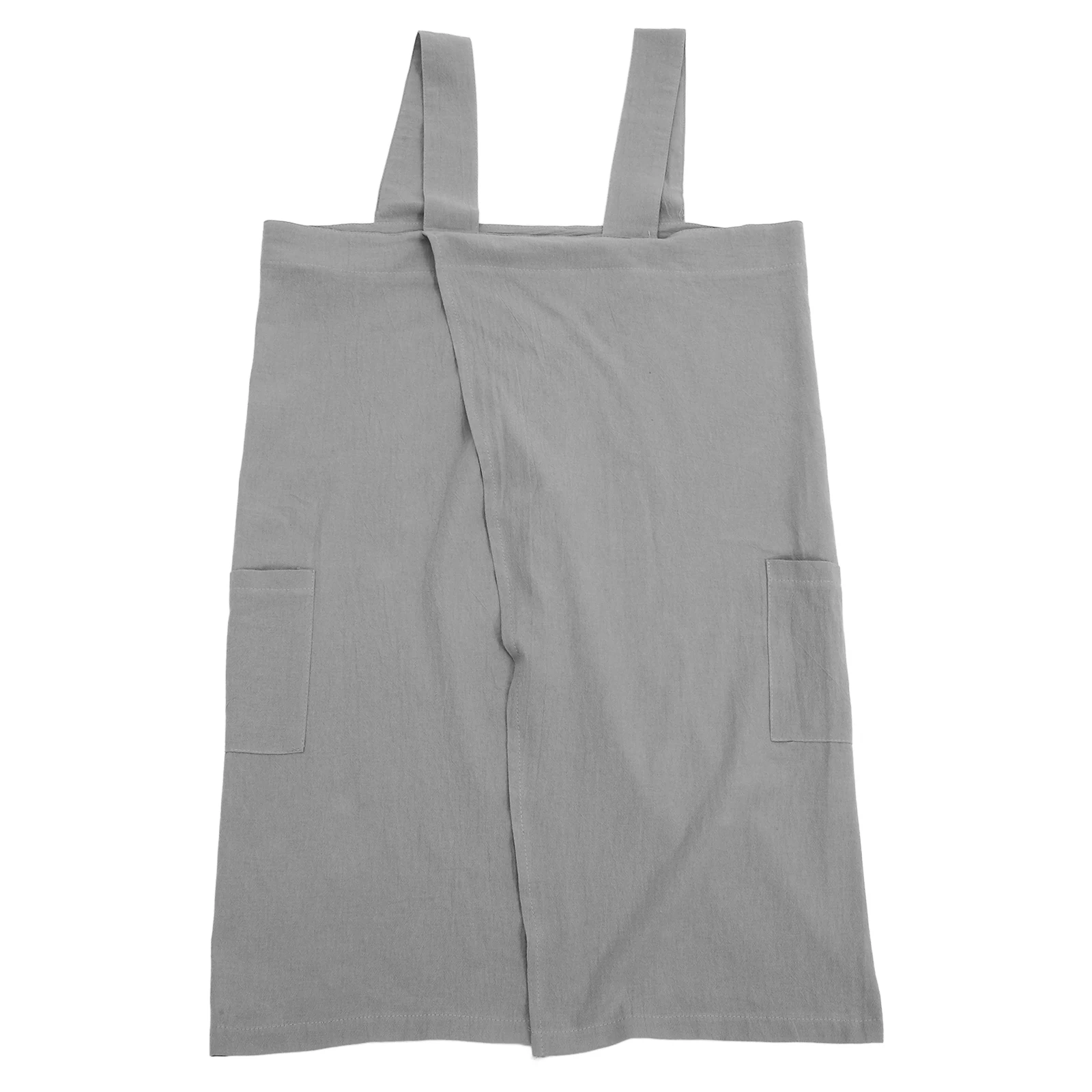 

Cotton Linen Apron Dress Women Painting Craft Pockets Long Sleeve Loose Fit Comfortable Breathable Style