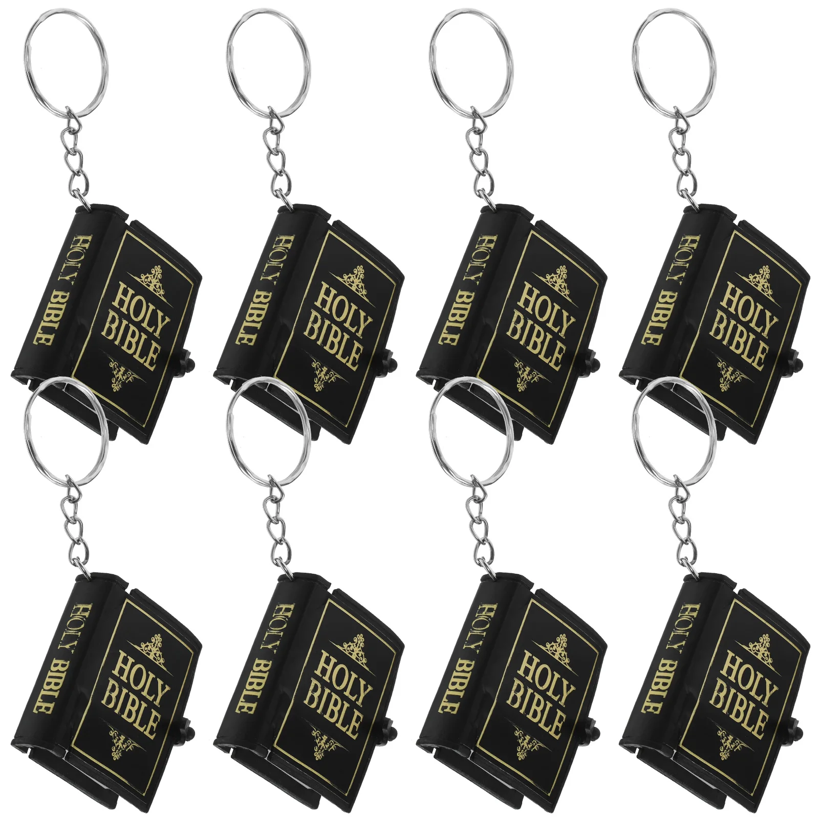 

8pcs Mini Bible Keychain Religious Gifts Book Pendant Bag Hanging Decoration Backpack Ornaments Sturdy Metal Paper PVC for Men