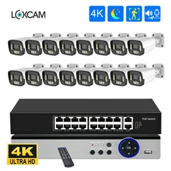 H.265 4K 16CH CCTV Security Camera System 8MP 5MP POE AI Full Color Night Two Way Audio Camera Video Surveillance Kit Xmeye