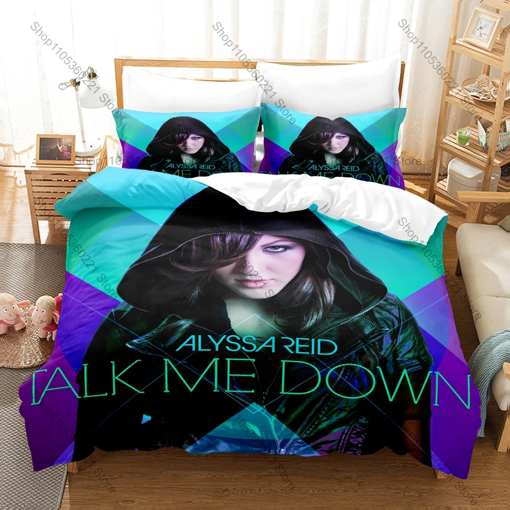 Alyssa Reid Alone Again Retro Dark Album Pop Singer Print Duvet Cover + 2 Pillowcases Muted Grunge Microfiber Bedroom Decor