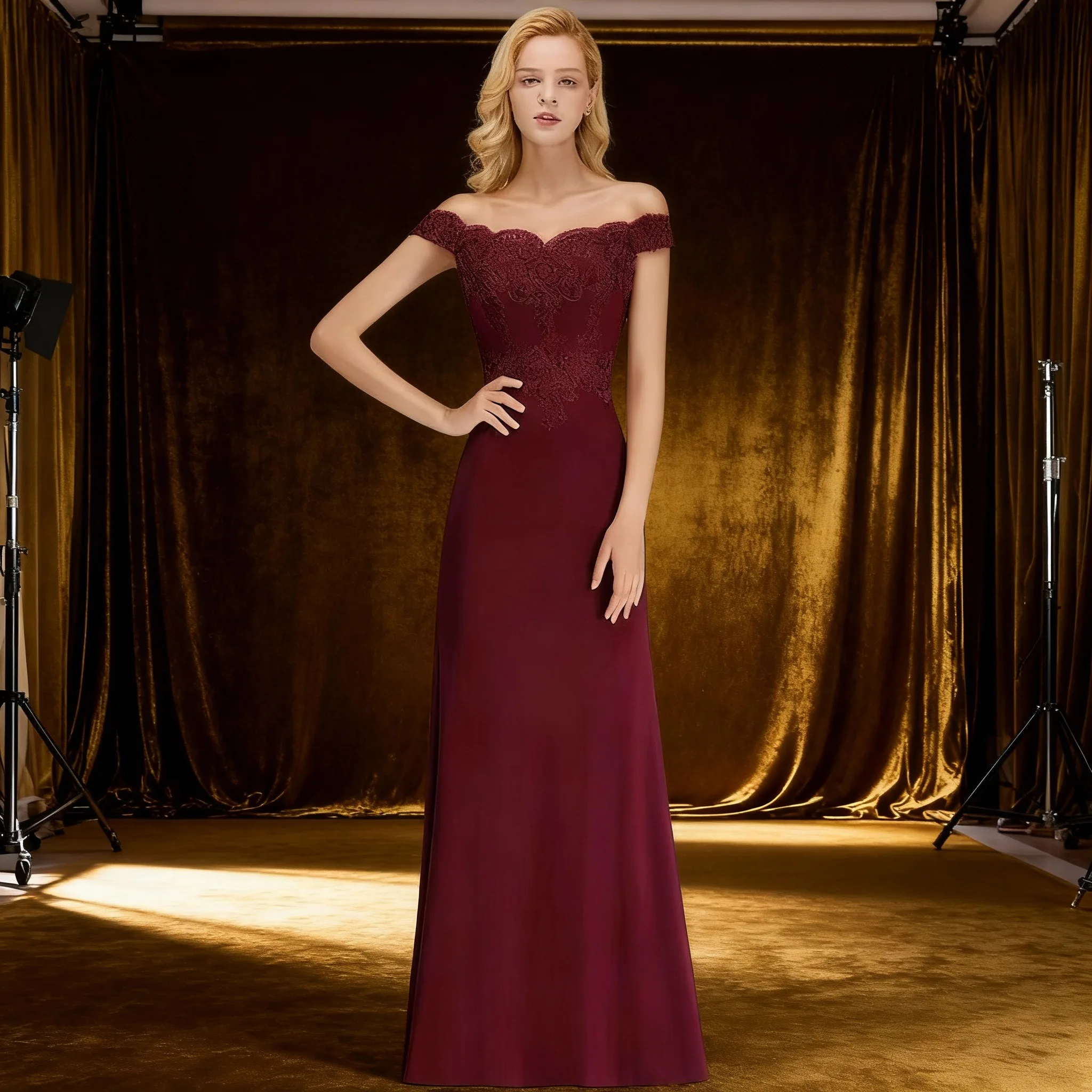 BABYONLINE 2026 여성 오프숄더 머메이드 이브닝 드레스 우아한 레이스 롱 포멀 프롬 파티 가운 베스티도스 로브 소와레