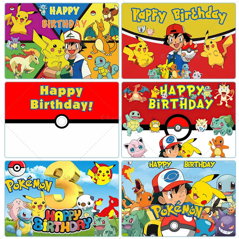 

Pokemon Pikachu Alone Backdrop Party Children Boy Birthday Background Photography Baby Shower Photo Cake Banner Poster Decor