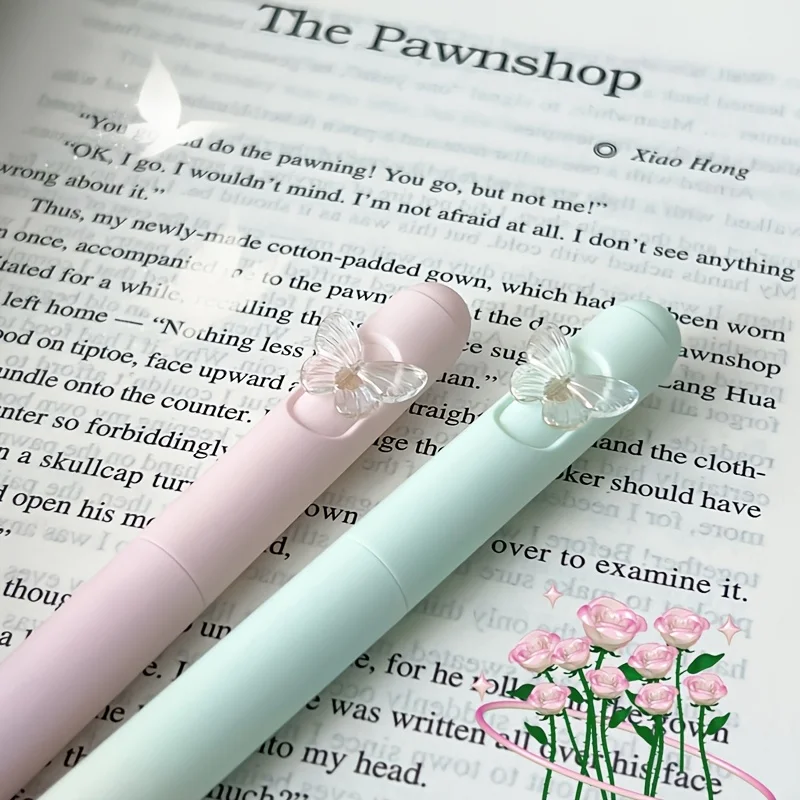 10/4 Pieces in Random Colors, High-Quality Butterfly-Shaped Twist Gel Pens, Gradient Color Pen Body, Stationery Pen, Black Ink Cartridge, Signature Pen, Quick-Drying Writing Pen, Gift, Daily Use, Halloween and Christma