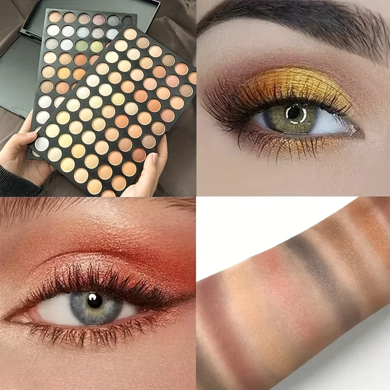120-Farben-Lidschatten-wasserfeste Make-up-Palette, Erdtöne, mehrfarbig, perlglitzernde matte Oberflächen, für Musikfestivals und den Alltag