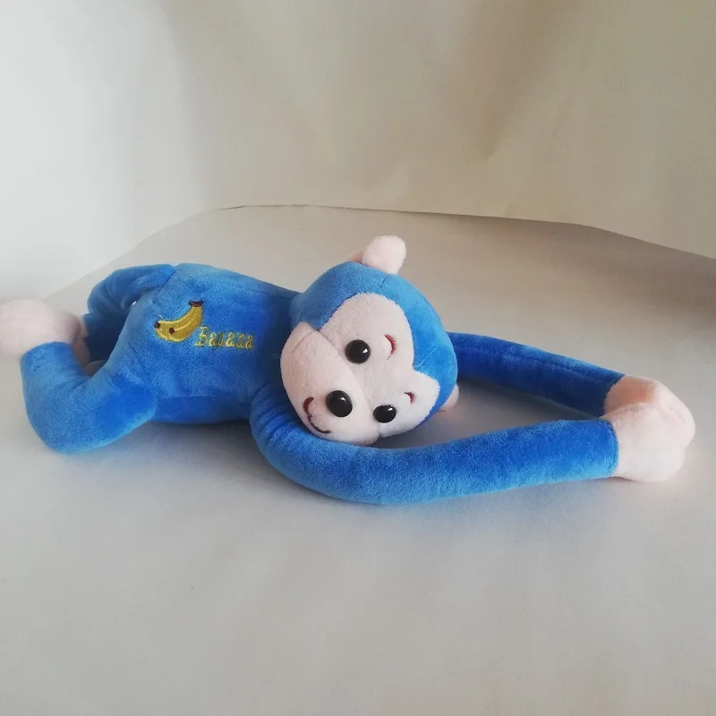 Lovely Blue Monkey Plush Toy About 40cm Prone Monkey With Fastener Button Arms Soft Doll Boys And Girls Toys Xmas Gift b5178