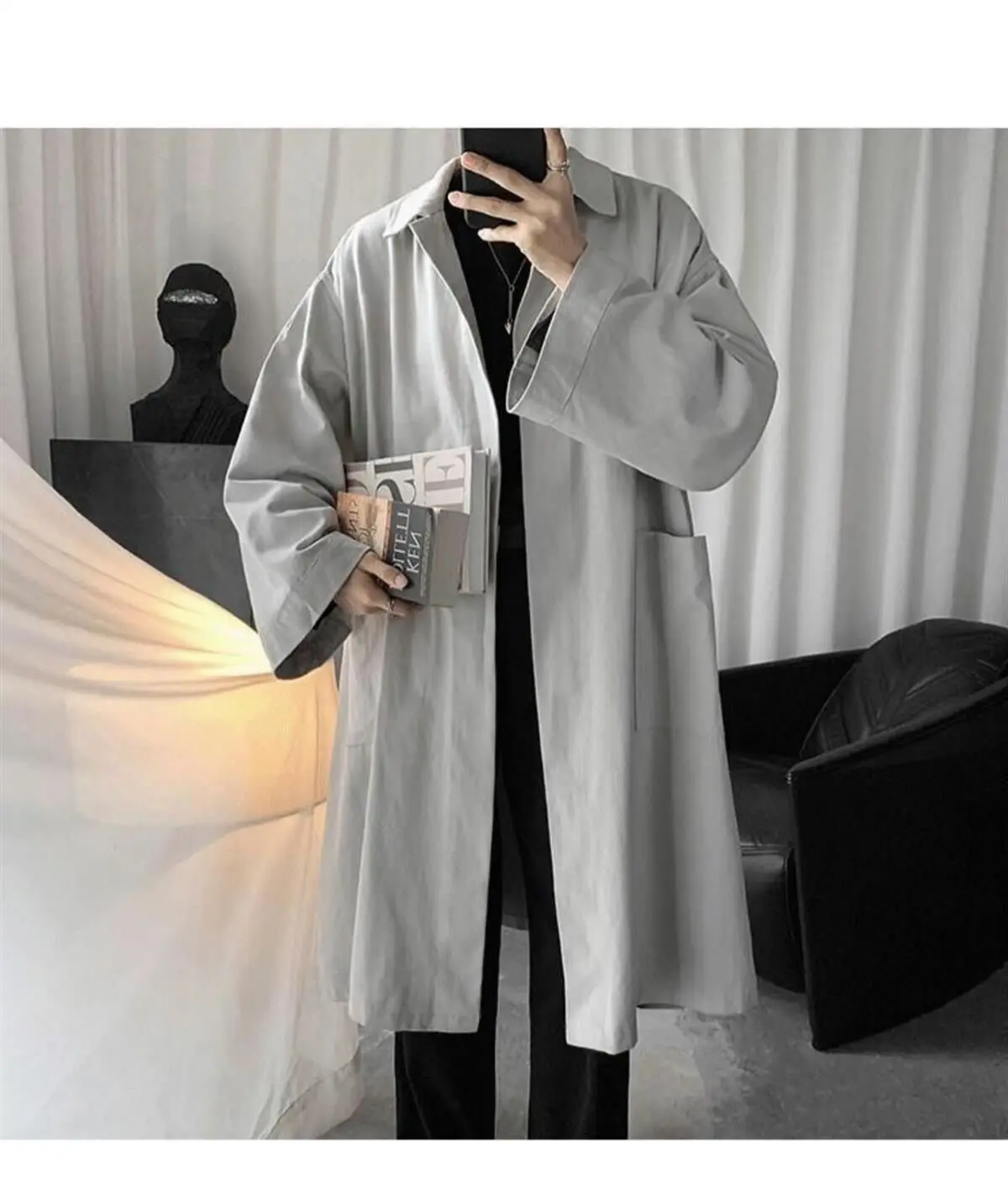 Trench Coats Cowboy Mens Bomber Sheepskin Cityboy Style Mature Refined Down Medium-Length Purple Winter Textured Retro Epaulets view 6