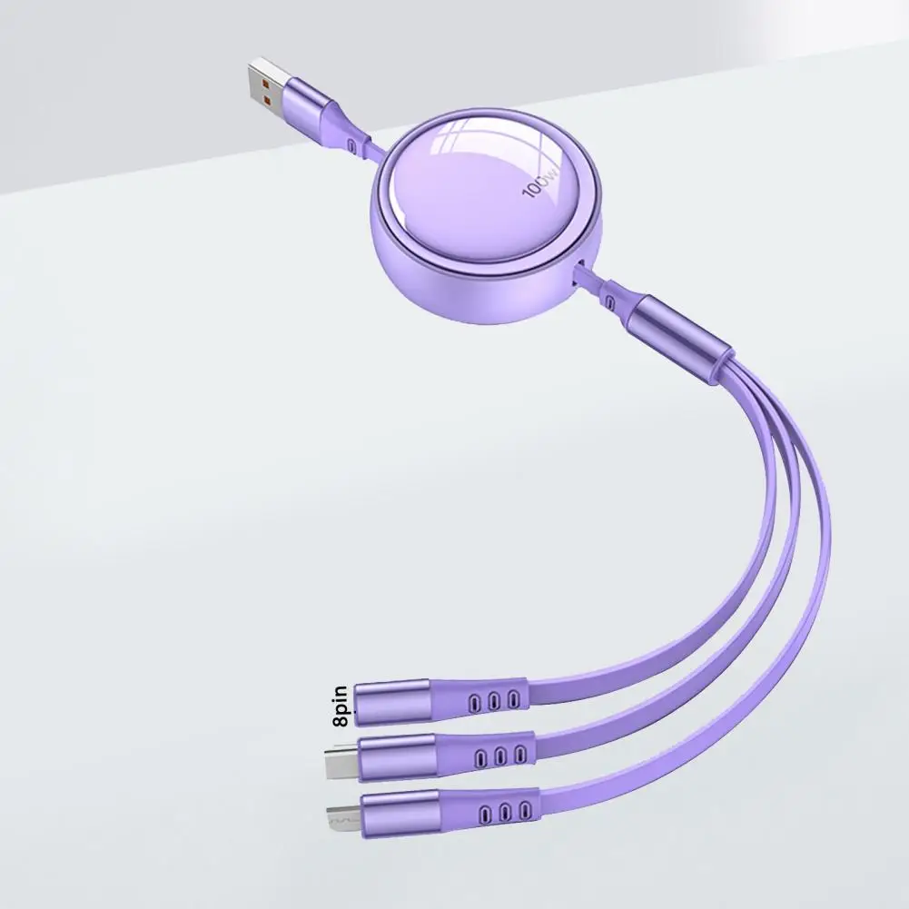 Durable Data Line  Retractable Widely Compatible Charging Cable  Protect Battery Charging Cord with Cable Storage