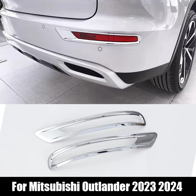 

Fit For Mitsubishi Outlander 2023 2024 Chrome / Carbon Fiber Car Accessories Rear Bumper Fog Lights Lamps Decor Frame Cover Trim