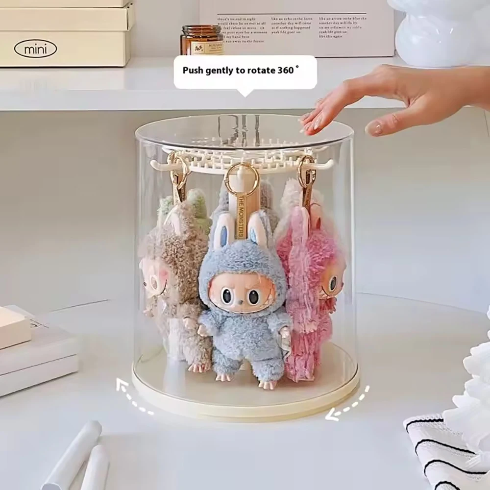 For18cm Labubu Decoraties Voor Labubu Dolpendant Display Box Roterende Transparante Labubu Pop Handgemaakte Opslag Display Stand