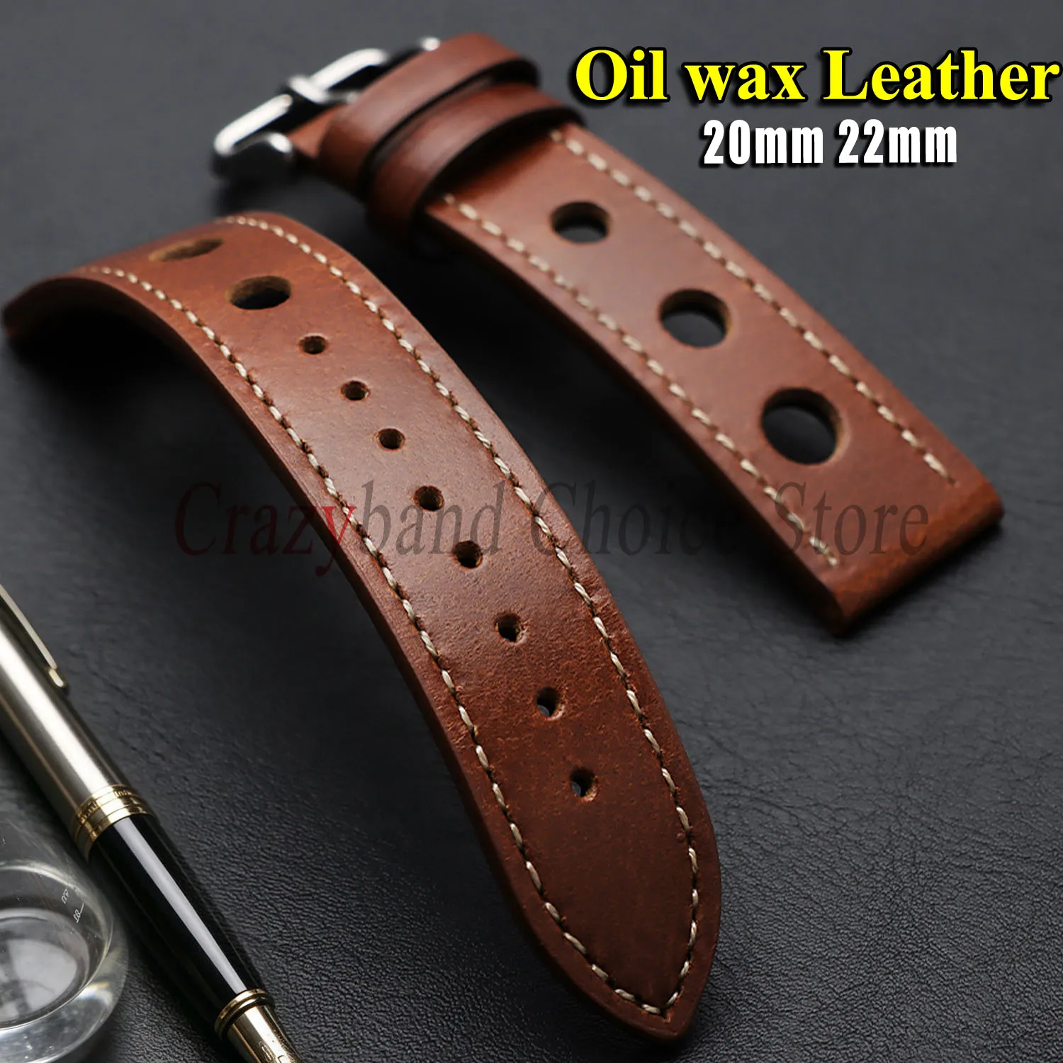 Bracelet de montre vintage en cuir, style professionnel, 20mm 22mm, respirant, unisexe, pour femmes et hommes, accessoires universels pour montres